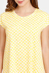 Rosaline Geo Blooms Knit Cotton Knee Length Nightdress -Minion Yellow — thumbnail 5